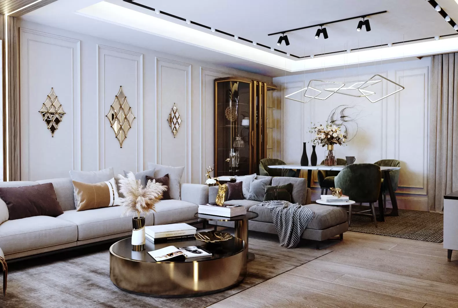 تصميم لفراغ استقبال علي طراز النيو كلاسيك 