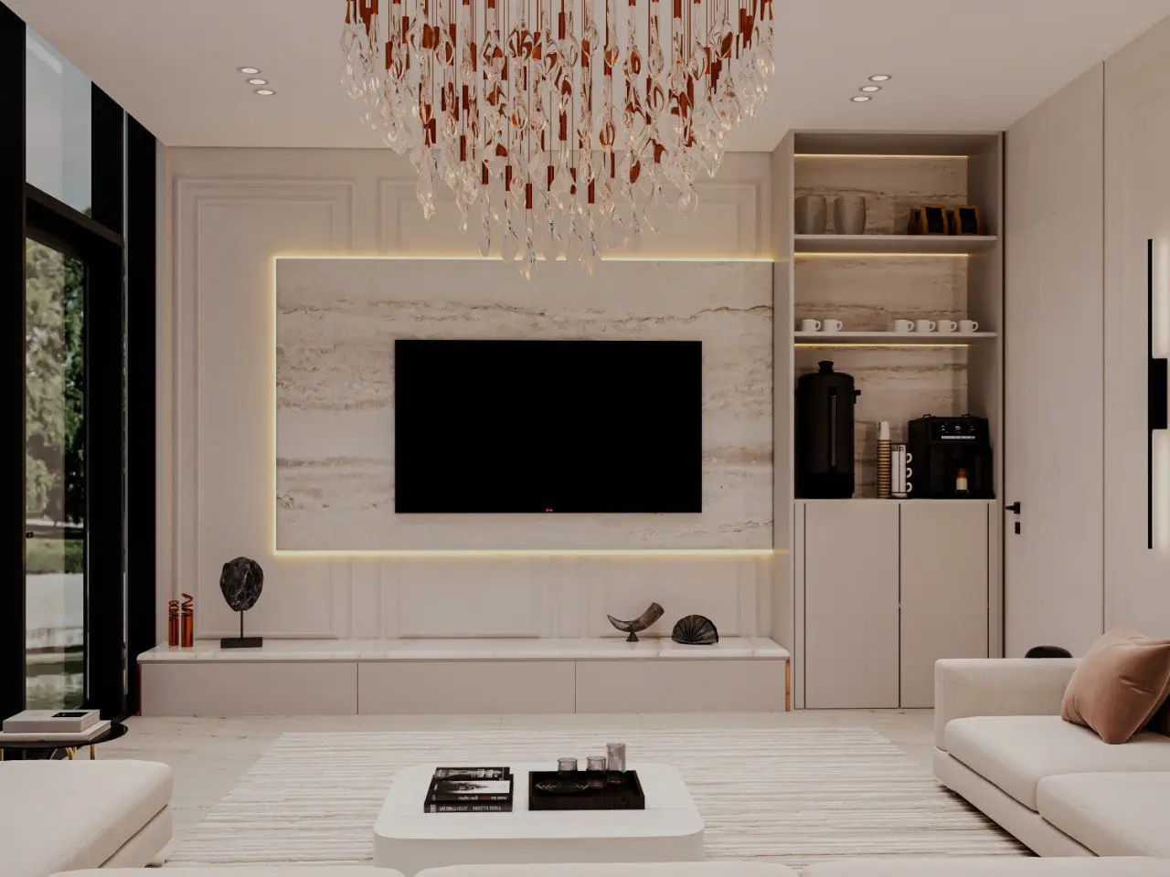 تصميم معاصر لغرفة معيشة 